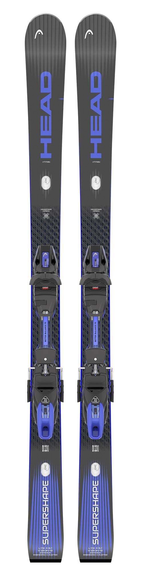 HEAD Supershape e-Titan Skis with Tyrolia Protector EVO PR 13 GW Bindings in Black - front view