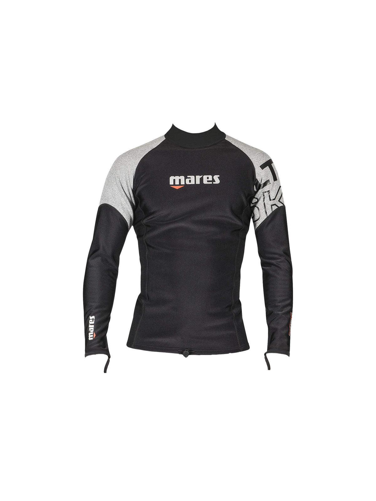 Mares Ultra Skin Long Sleeve Dive Top Mens, Black and Grey - front view