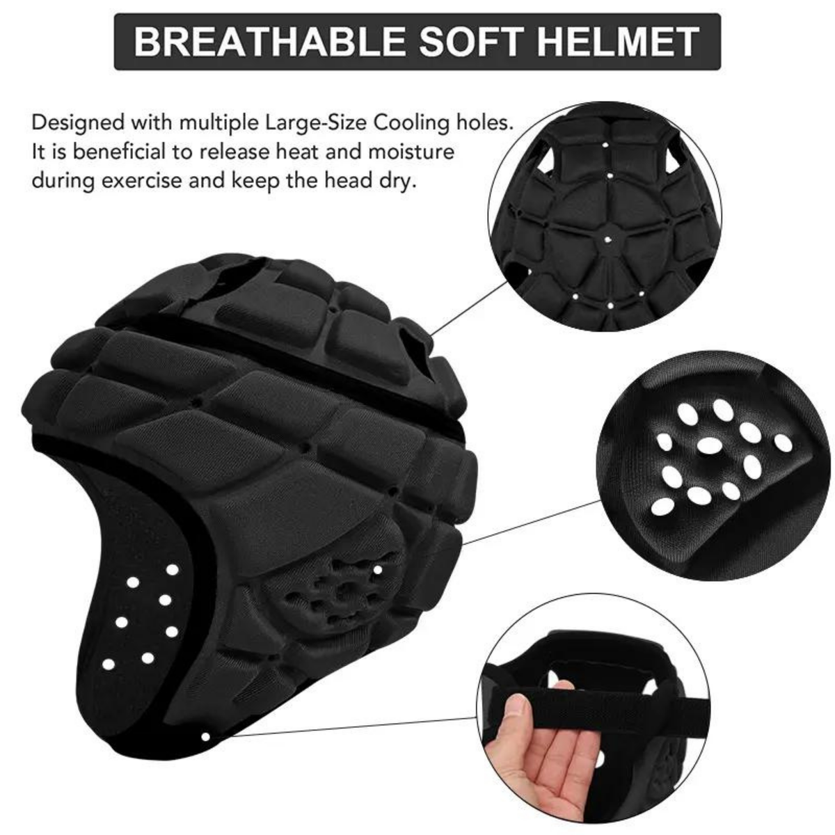 Great Call Athletics Pro Rugby Scrum Cap in Black - 377370_BK_3