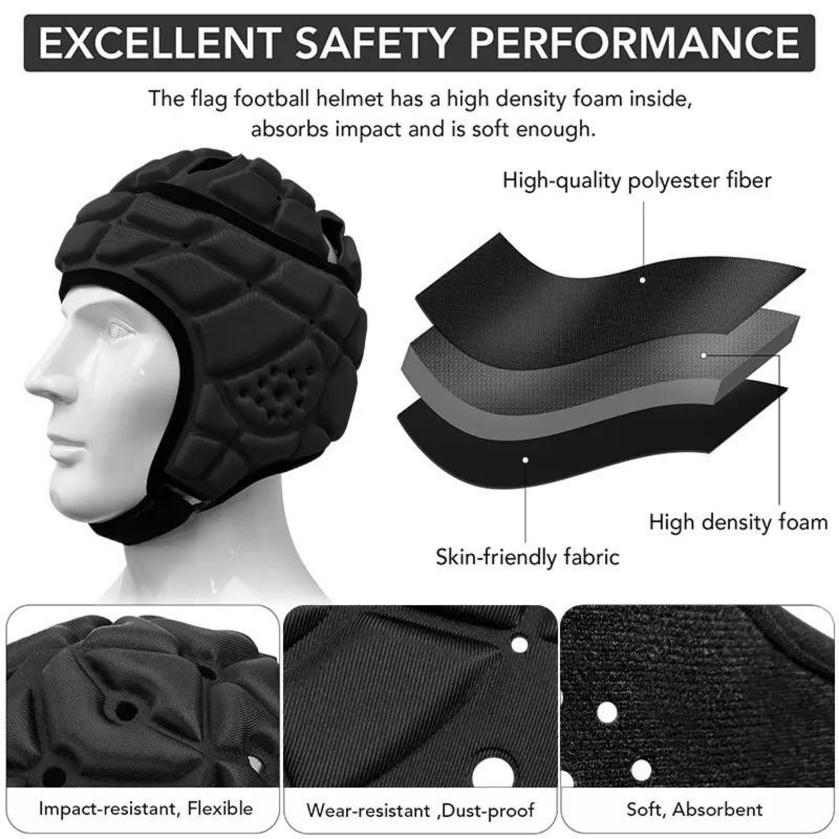 Great Call Athletics Pro Rugby Scrum Cap in Black - 377370_BK_4