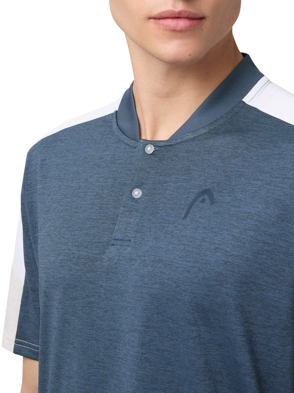 HEAD PLAY Tech Mens Tennis Polo Shirt in Navy - model detail