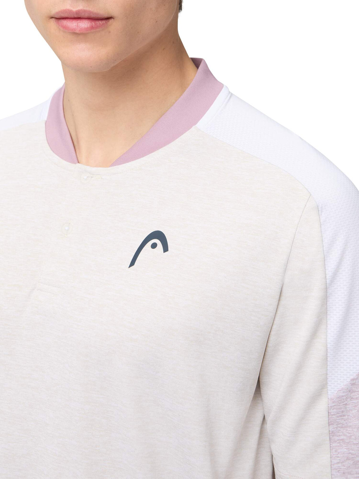 HEAD PLAY Tech Mens Tennis Polo Shirt in White - model detail
