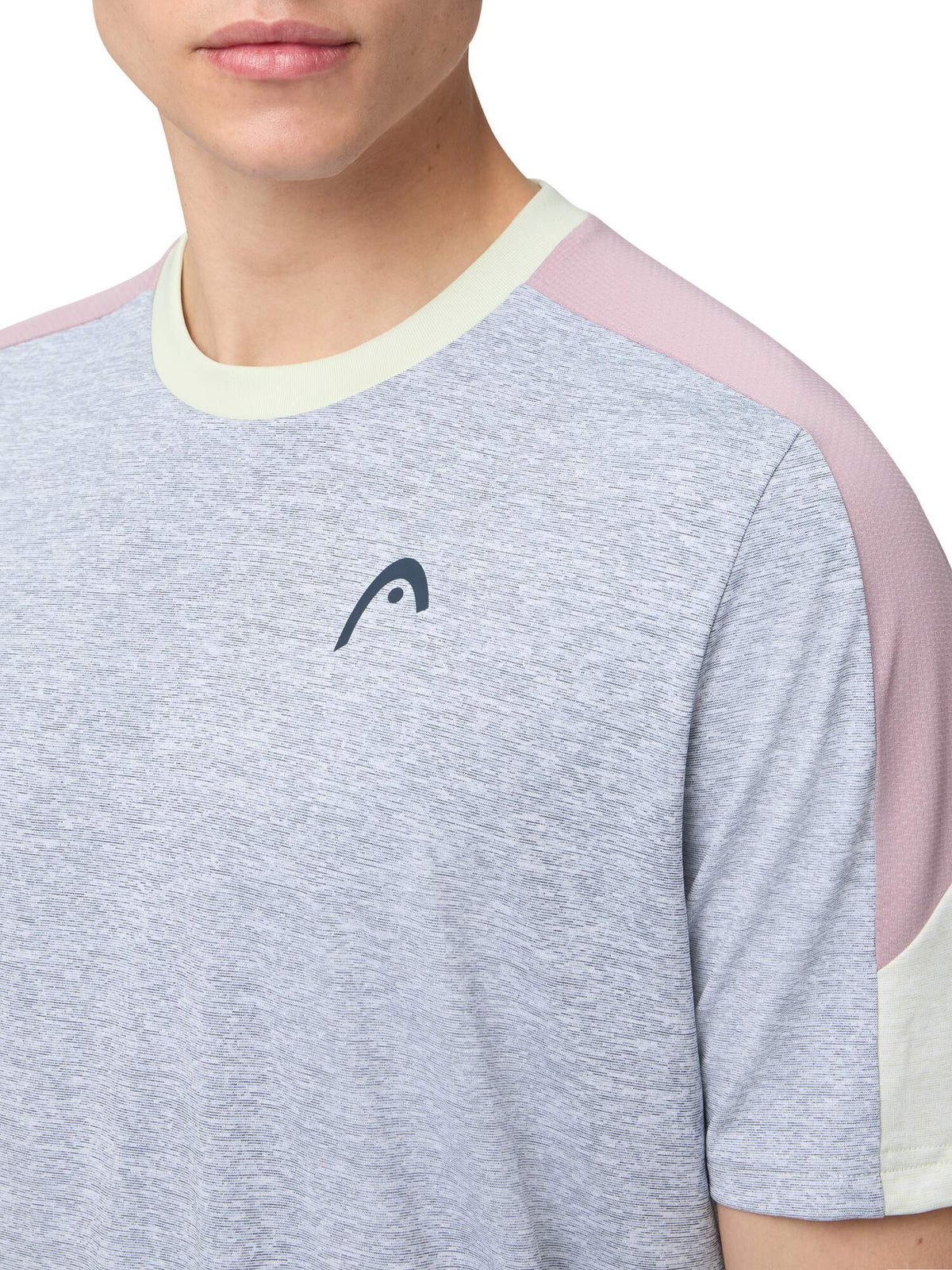 HEAD PLAY Tech Mens Tennis T-Shirt in Slate - model close-up