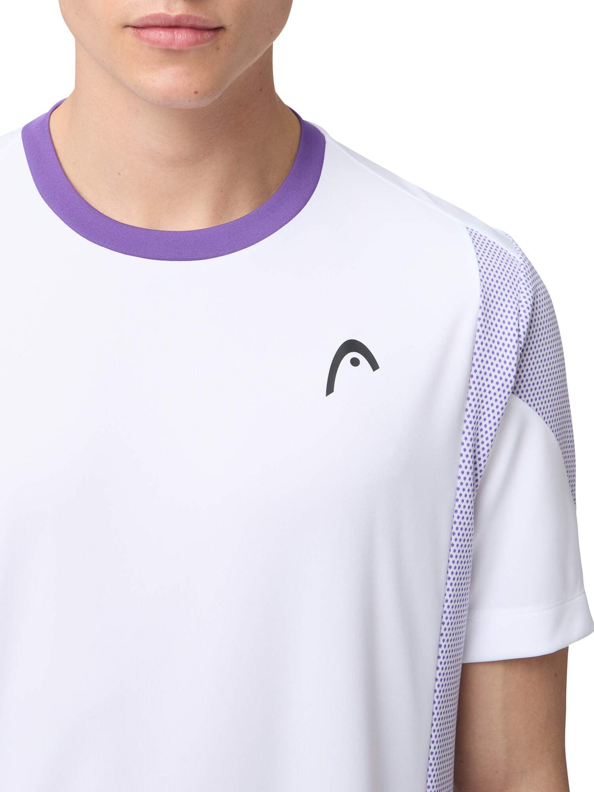 HEAD SLICE Tennis T-Shirt Mens in White/Purple - detail