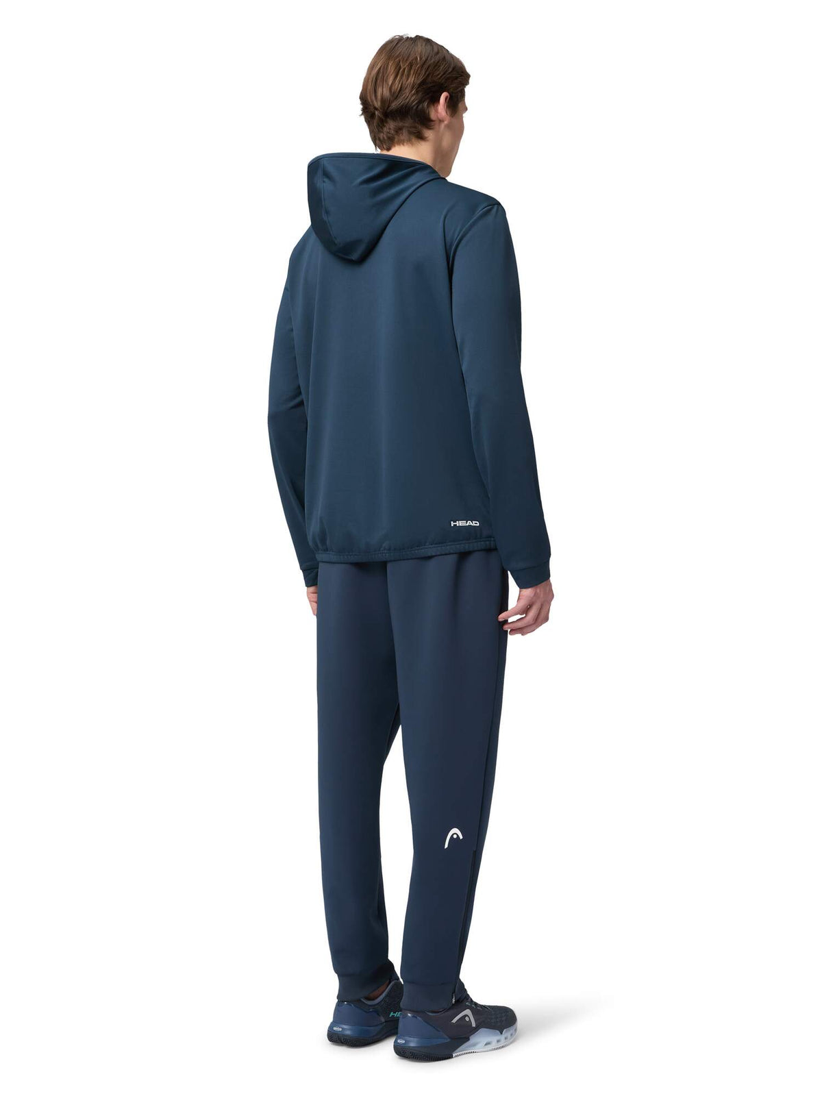 HEAD TOPSPIN Mens Tennis Hoodie, Navy Vision Print in Navy Vision Print - model back view