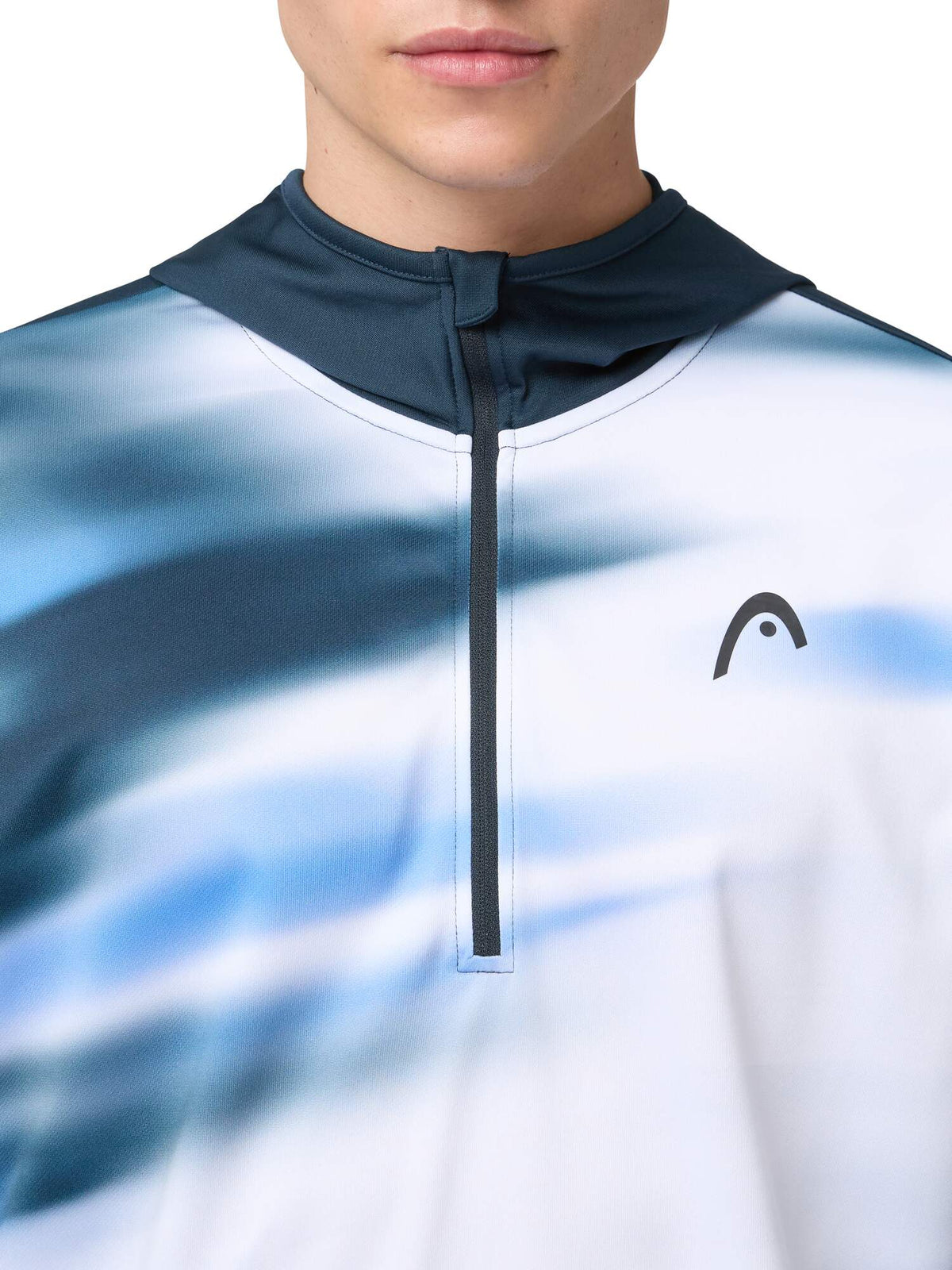 HEAD TOPSPIN Mens Tennis Hoodie, Navy Vision Print in Navy Vision Print - model close-up