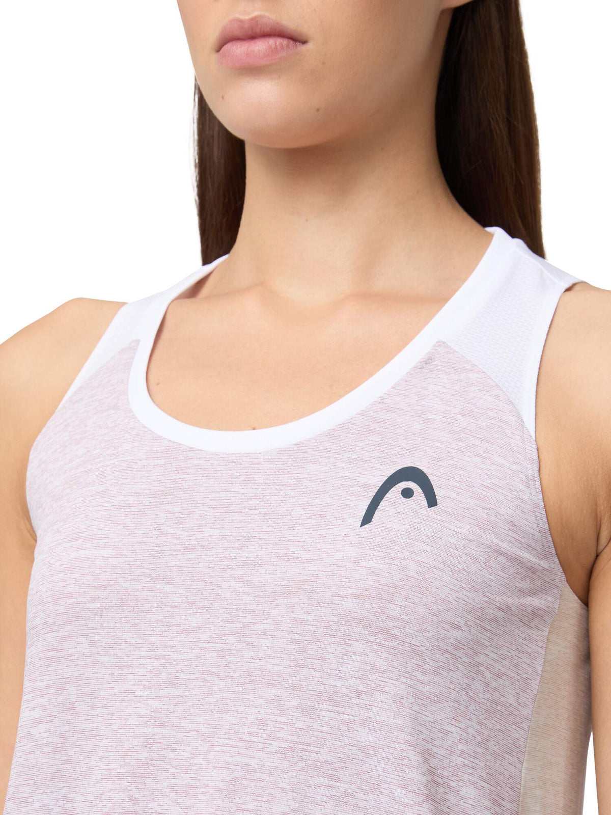 HEAD PLAY Tech Womens Tennis Dress in Dirty Lilac - neckline detail