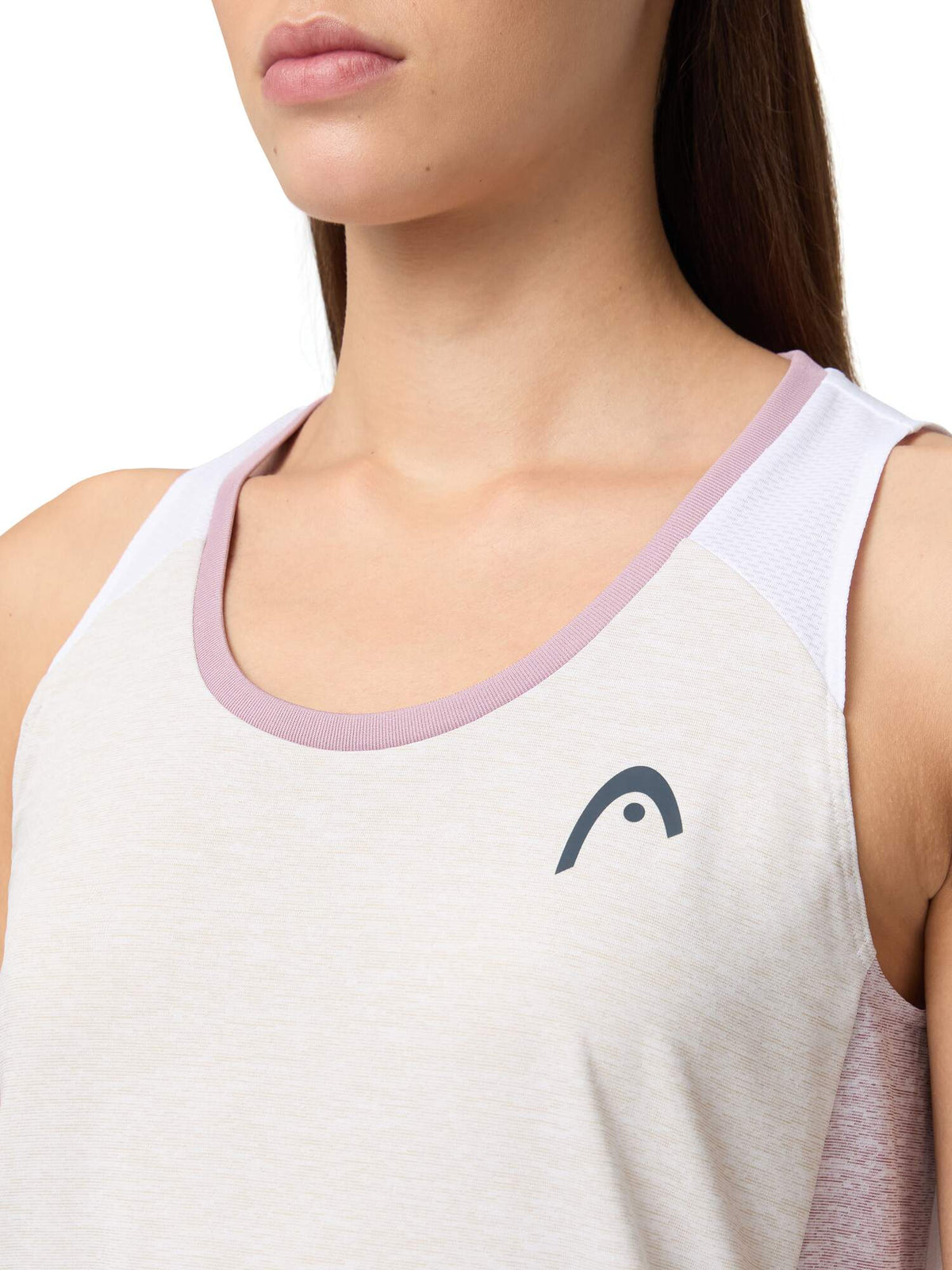 HEAD PLAY Tech Womens Tennis Dress in White - neckline detail