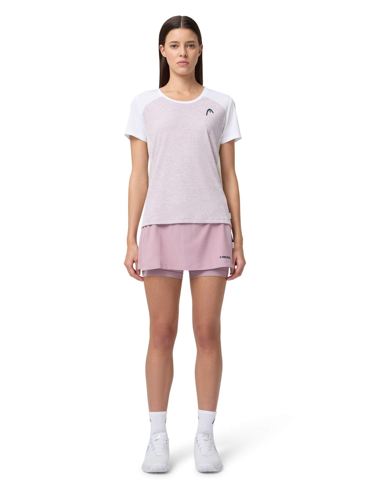 HEAD PLAY Tech Womens Tennis T-Shirt in Dirty Lilac - lifestyle front