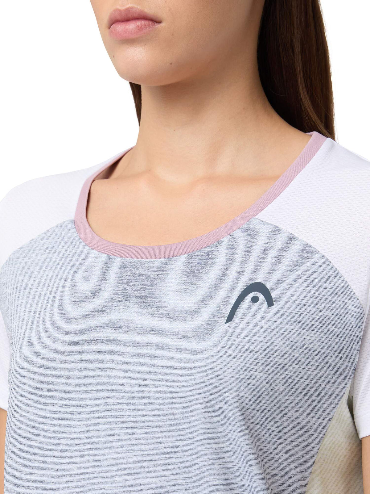 HEAD PLAY Tech Womens Tennis T-Shirt in Slate - detail on model