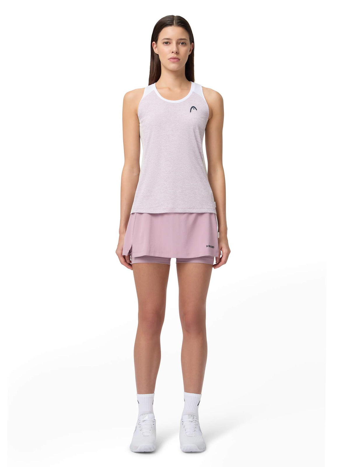 HEAD PLAY Womens Tennis Skort in Dirty Lilac - model front view