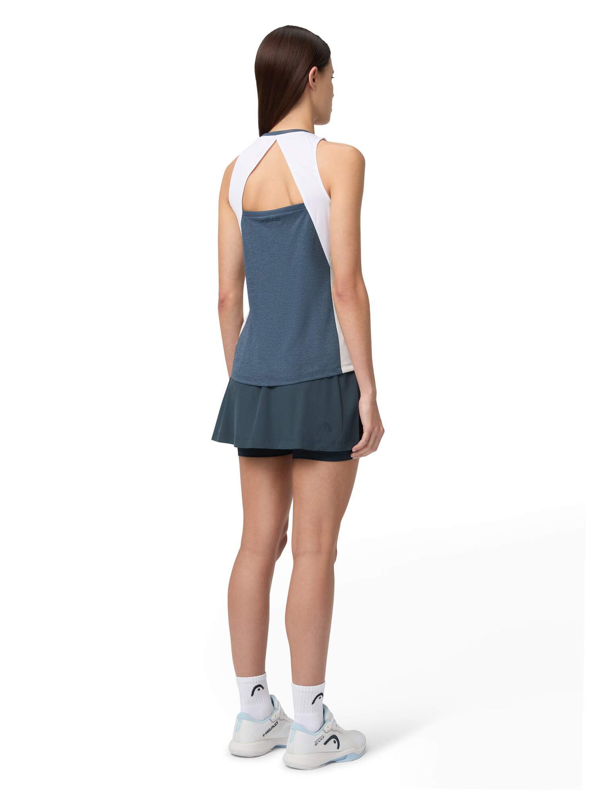 HEAD PLAY Womens Tennis Skort in Navy - model back view