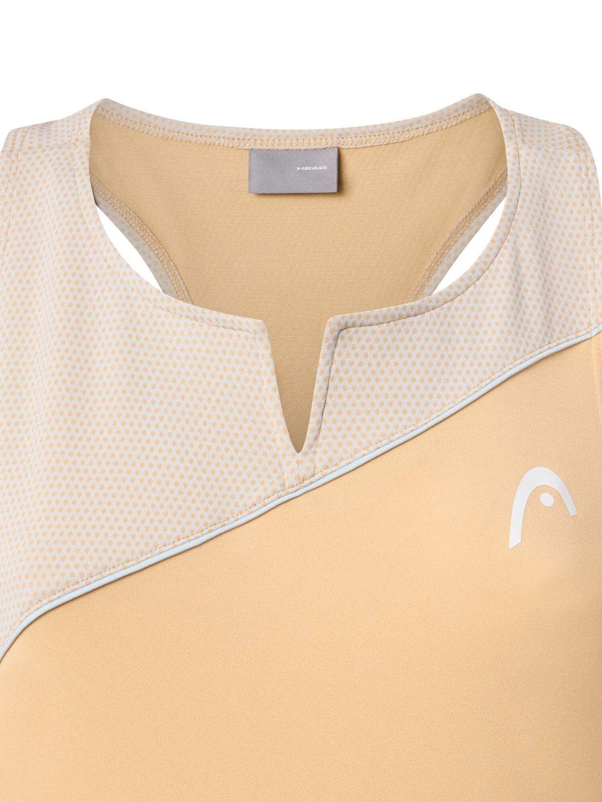 HEAD SPIRIT Womens Tennis Tank Top in Apricot/Light Blue - yoke detail