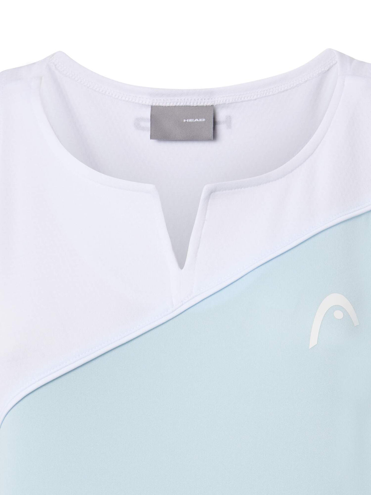 HEAD SPIRIT Womens Tennis Tank Top in Light Blue/White - yoke detail