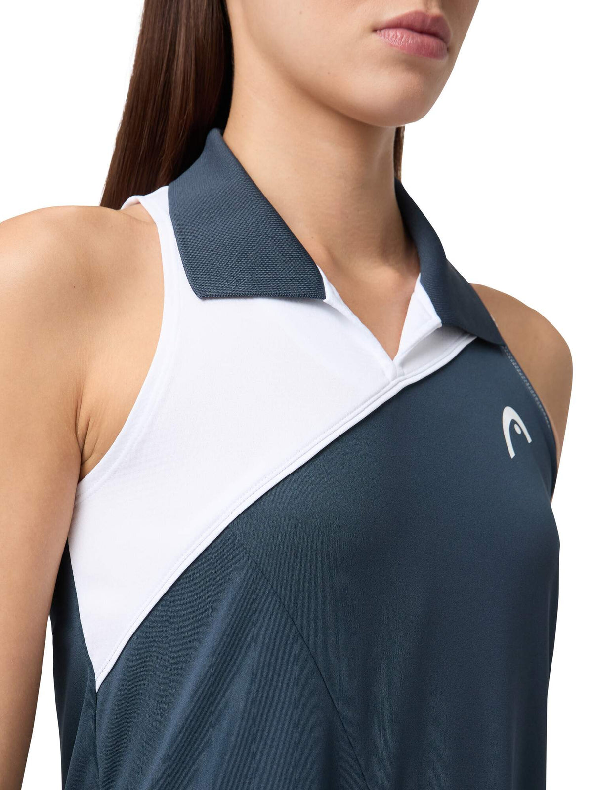 HEAD SPIRIT Womens Tennis Dress in Navy/White - model detail