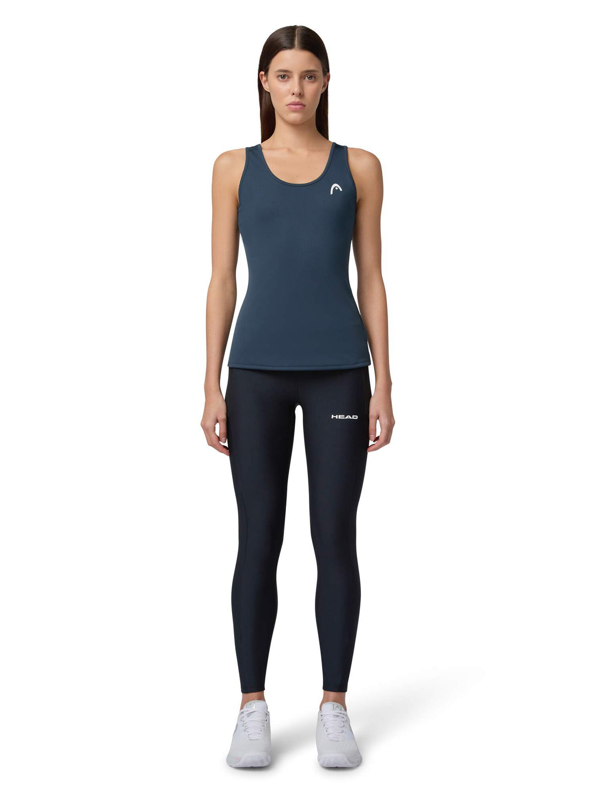 HEAD TECH Womens Tennis Tights in Black - model front view