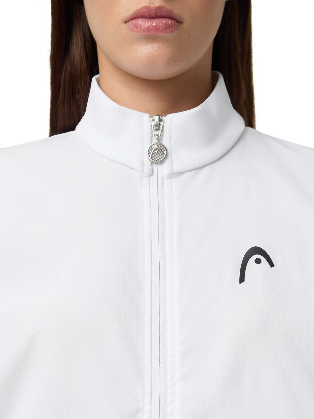 HEAD BREAKER Womens Tennis Jacket in White - model close-up
