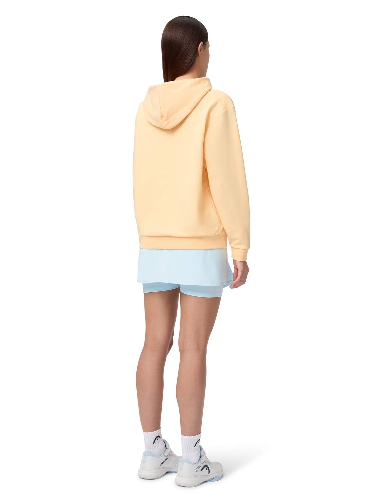 HEAD RALLY Full-Zip Womens Tennis Hoodie in Apricot - model back view