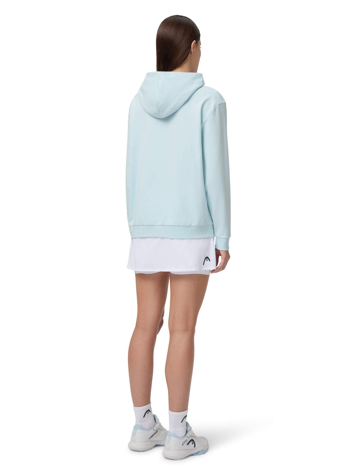 HEAD RALLY Full-Zip Womens Tennis Hoodie in Light Blue - model back view