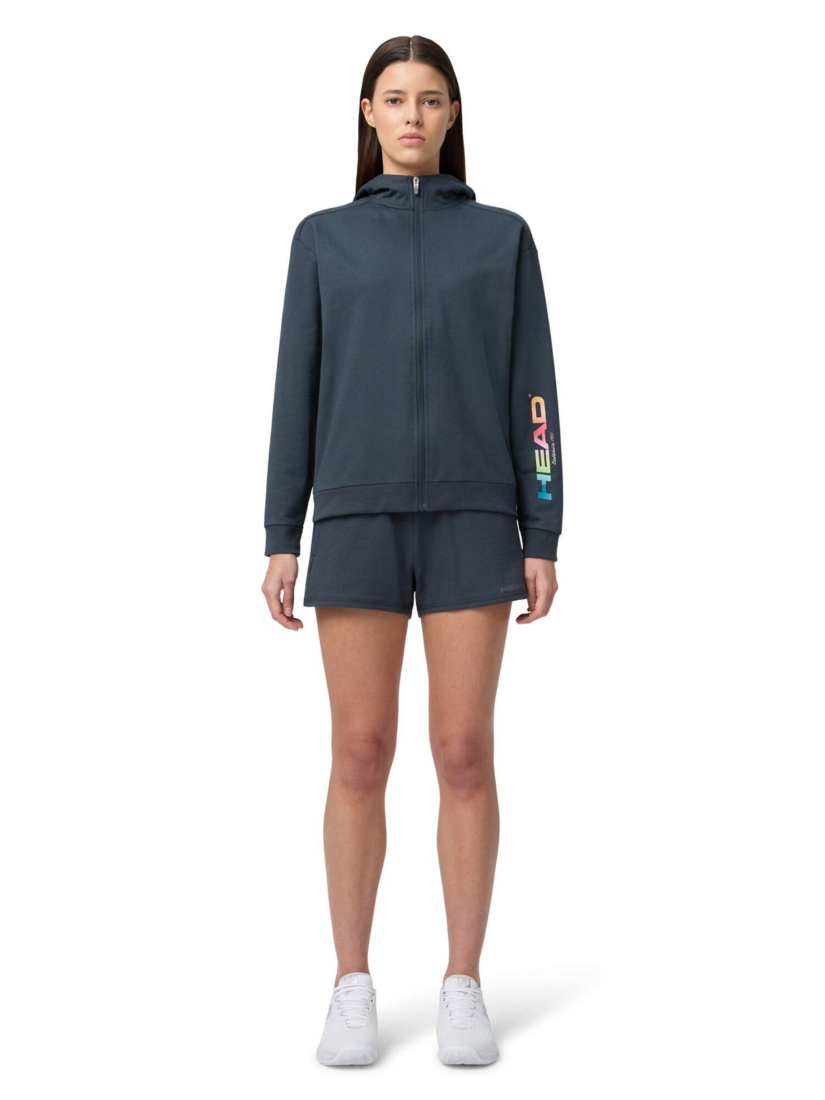 HEAD RALLY Full-Zip Womens Tennis Hoodie in Navy - model front view