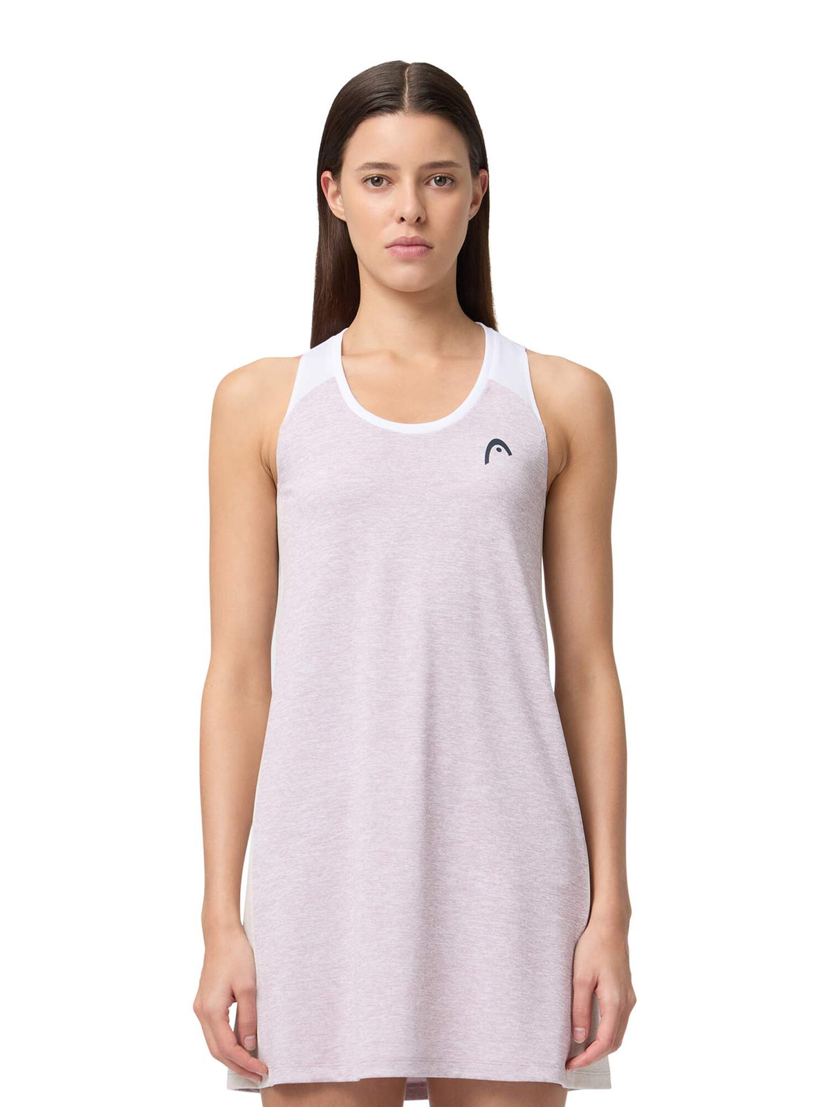 HEAD PLAY Tech Womens Tennis Dress in Dirty Lilac - model close-up
