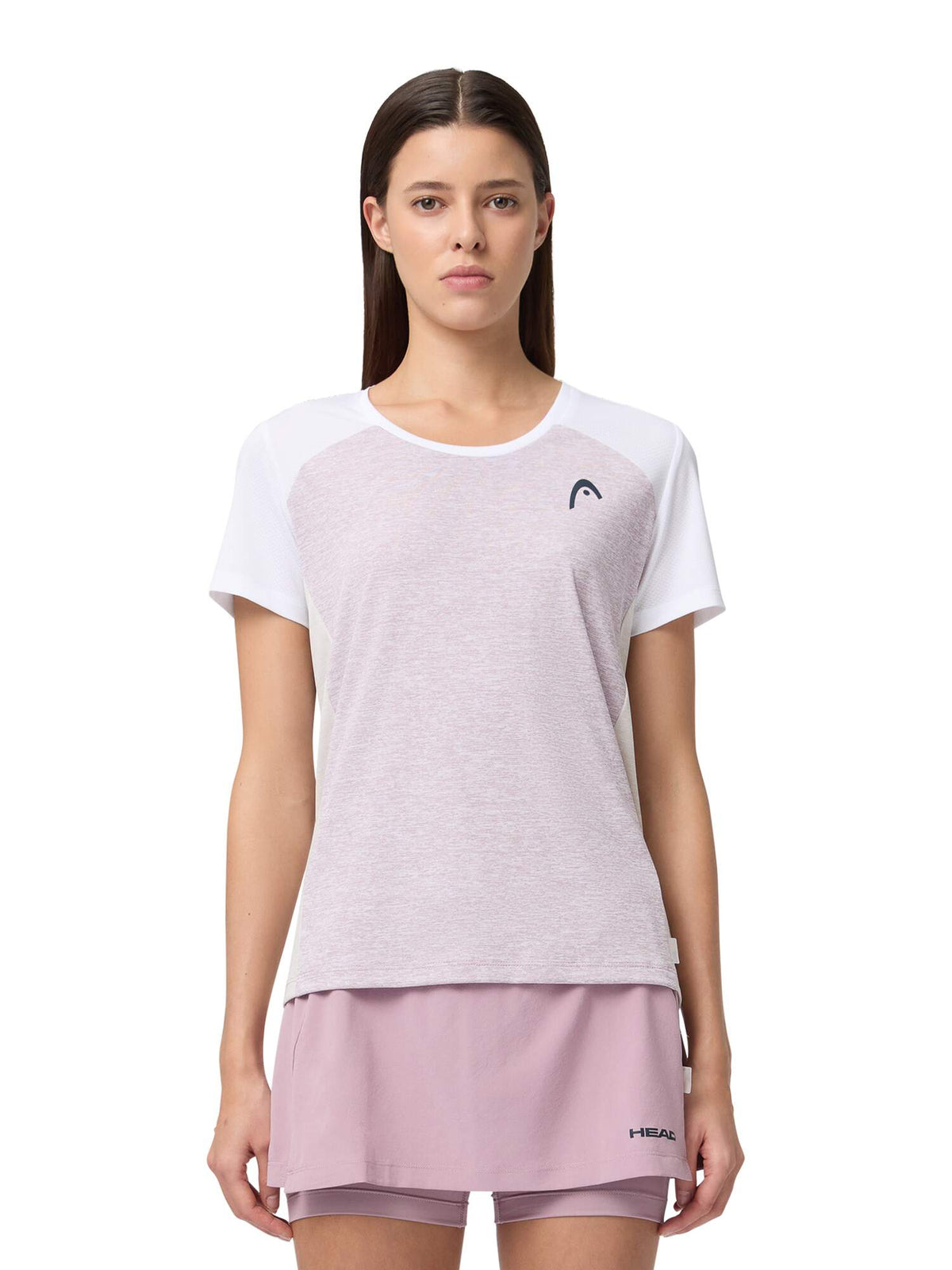 HEAD PLAY Tech Womens Tennis T-Shirt in Dirty Lilac - lifestyle close