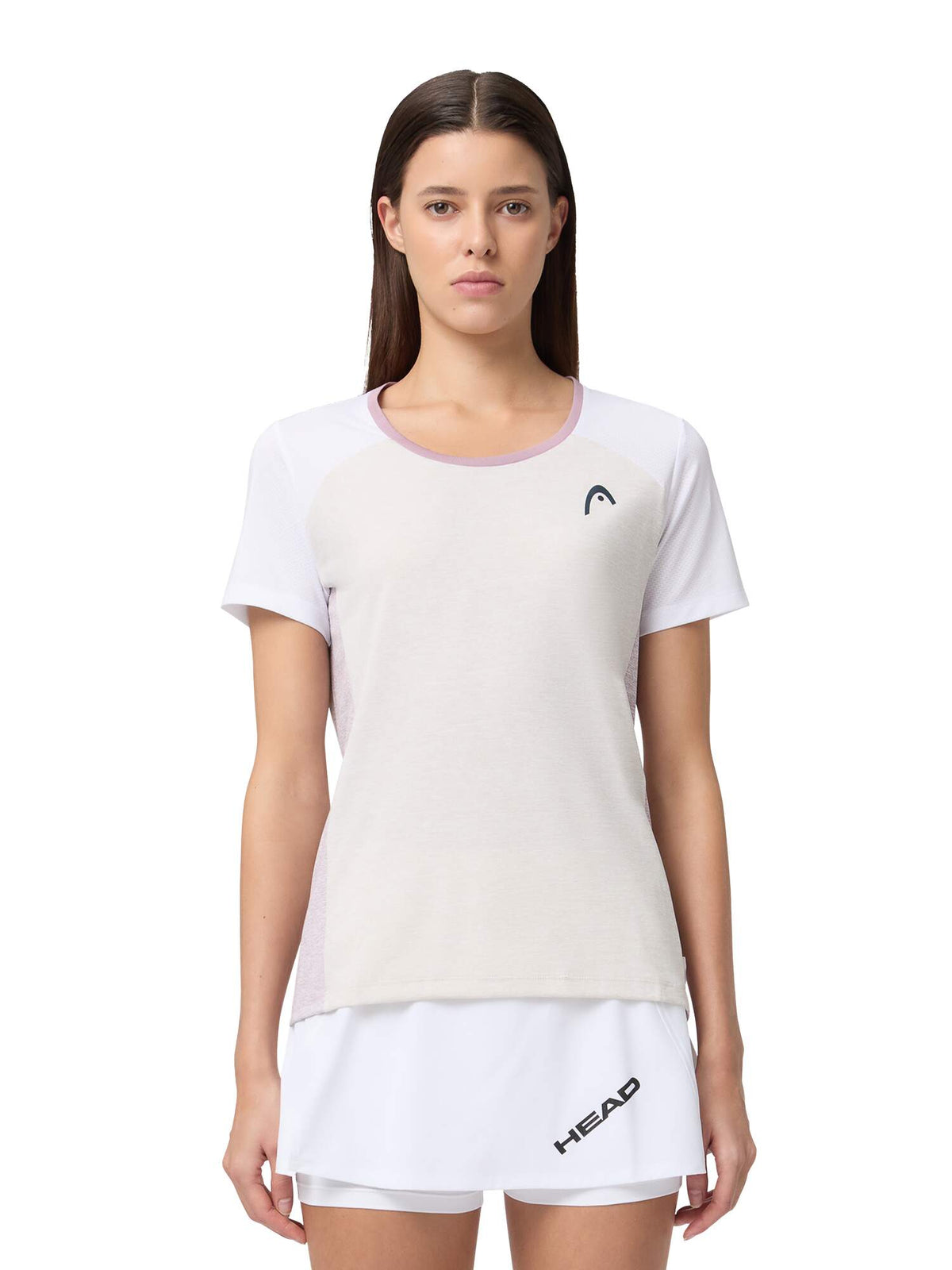 HEAD PLAY Tech Womens Tennis T-Shirt in White - lifestyle close