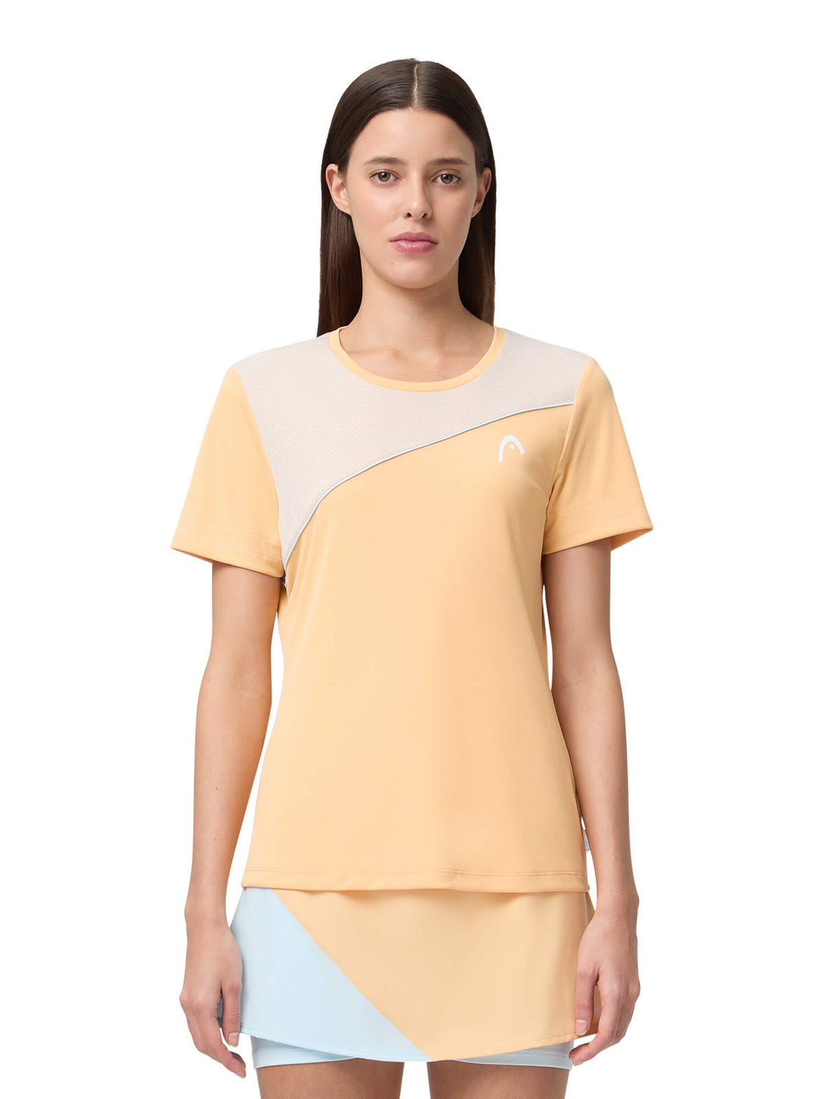 HEAD TIE-BREAK Tennis T-Shirt Womens in Apricot/Light Blue - lifestyle