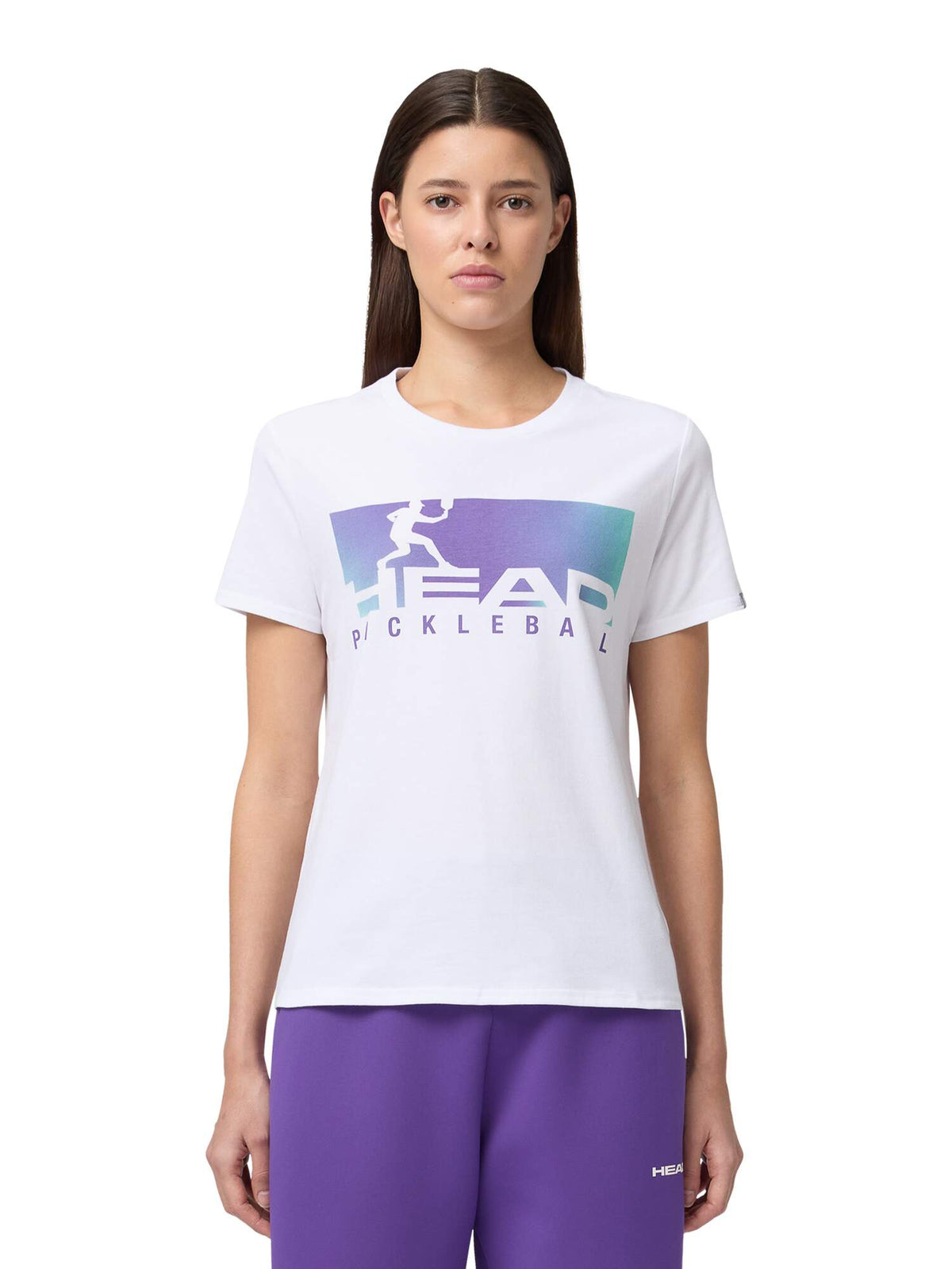HEAD VISION Womens Pickleball T-Shirt White/Purple in White/Purple - lifestyle close