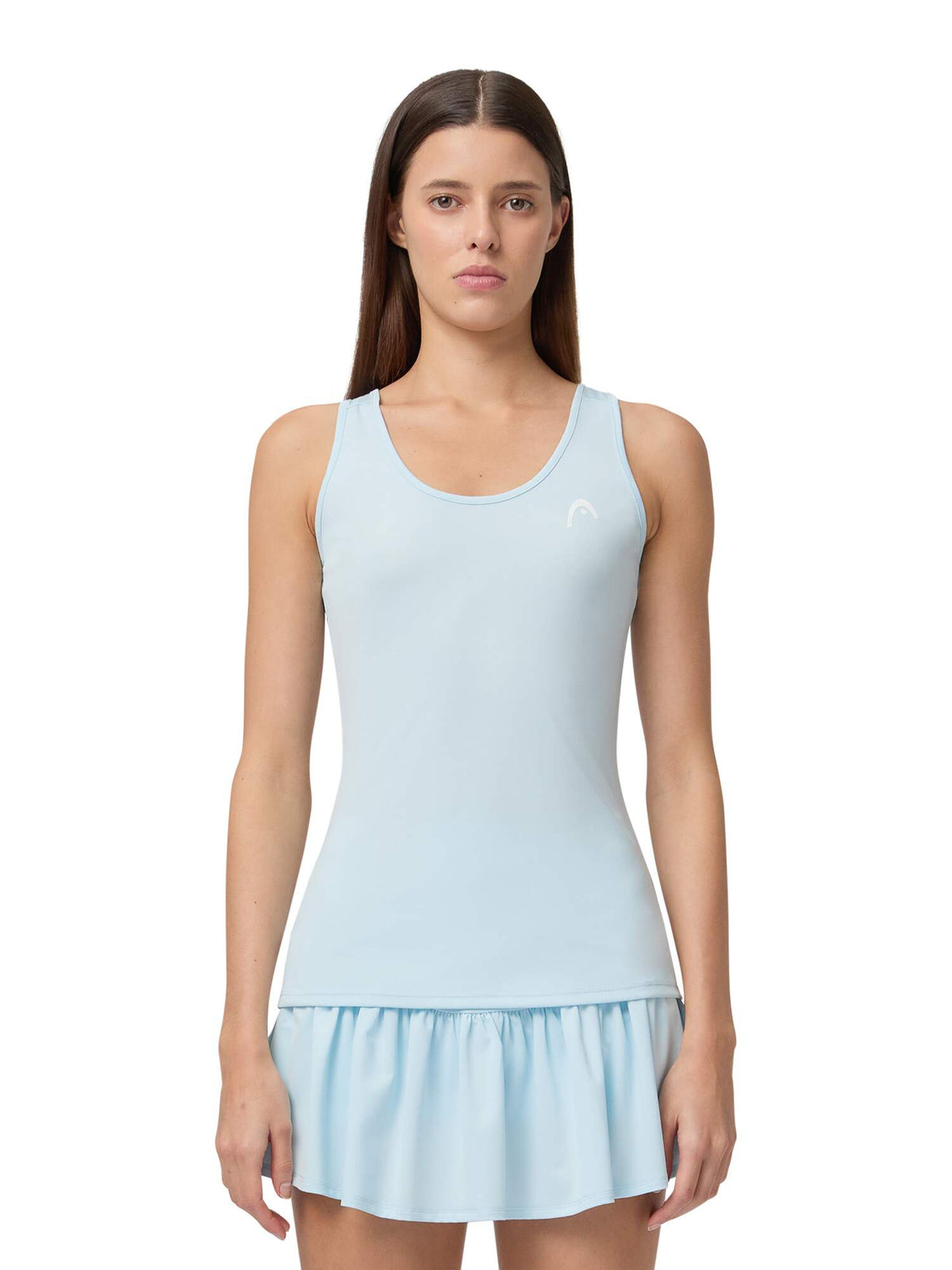 HEAD SPIRIT II Womens Tennis Tank Top in Light Blue - model close-up