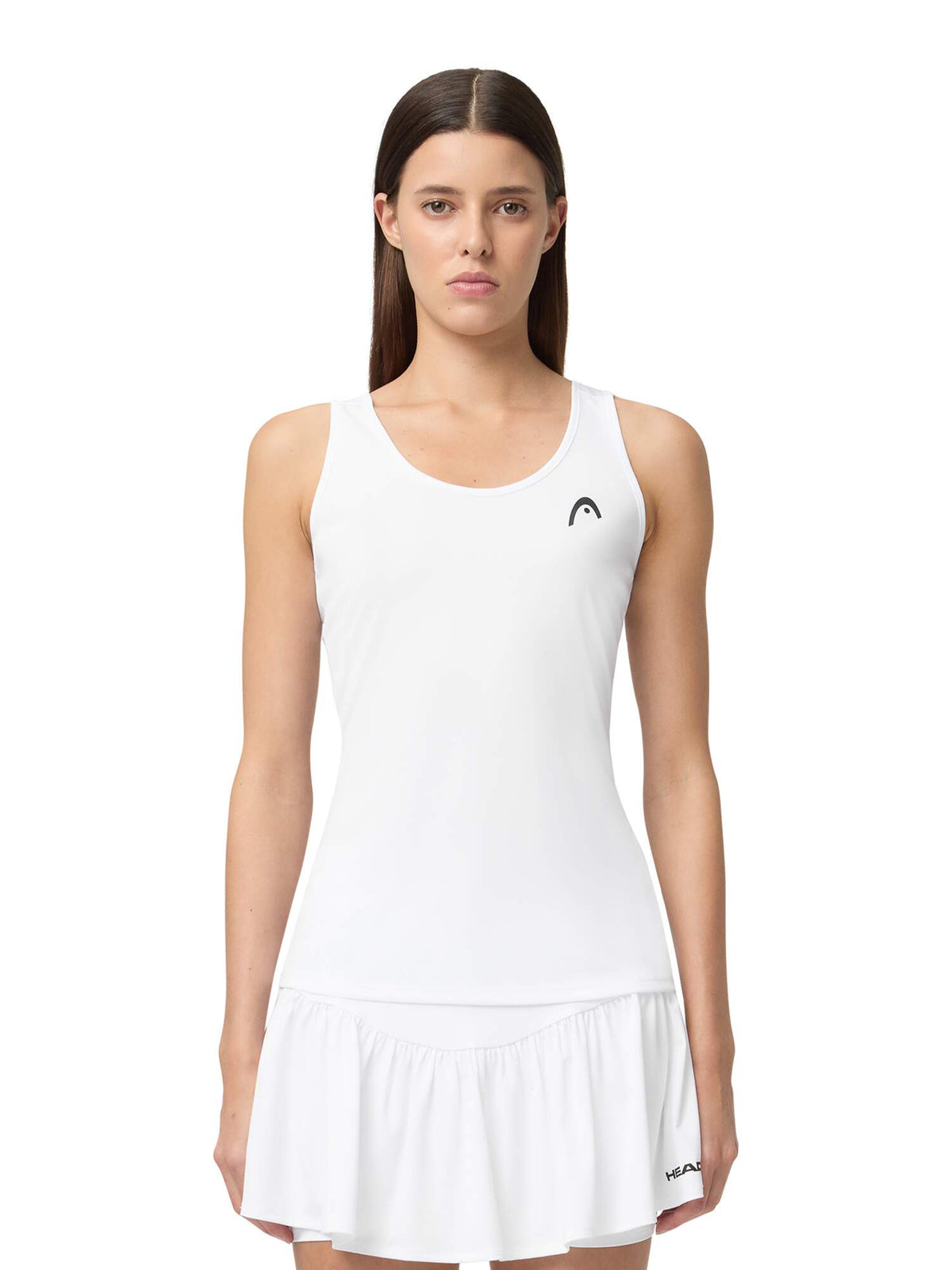 HEAD SPIRIT II Womens Tennis Tank Top in White - model close-up