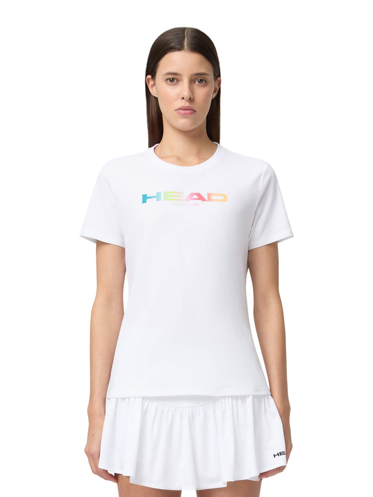 HEAD RAINBOW Womens Tennis T-Shirt in White - lifestyle close