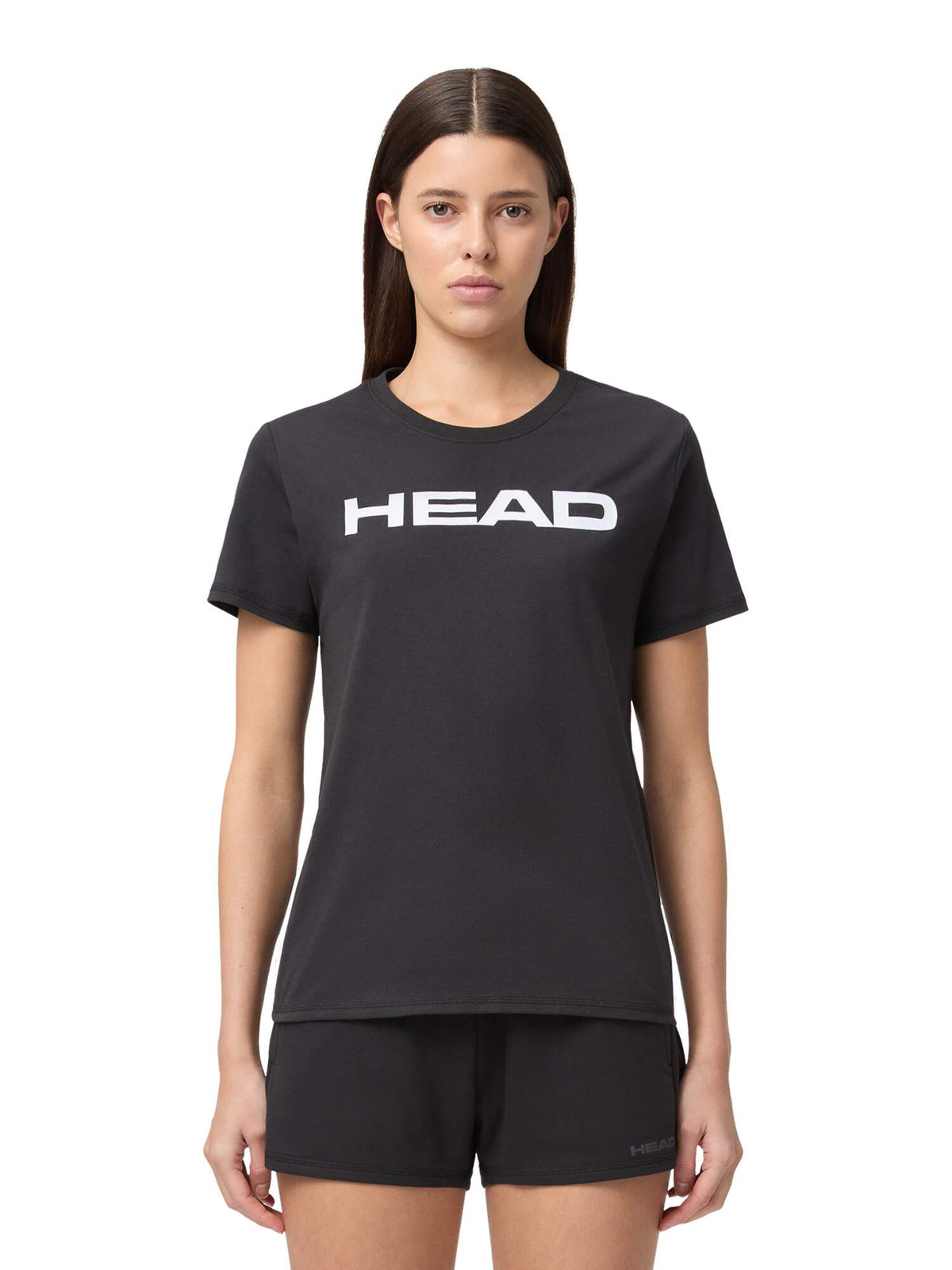 HEAD CLUB ORIGINAL Womens Tennis T-Shirt in Black - model close-up