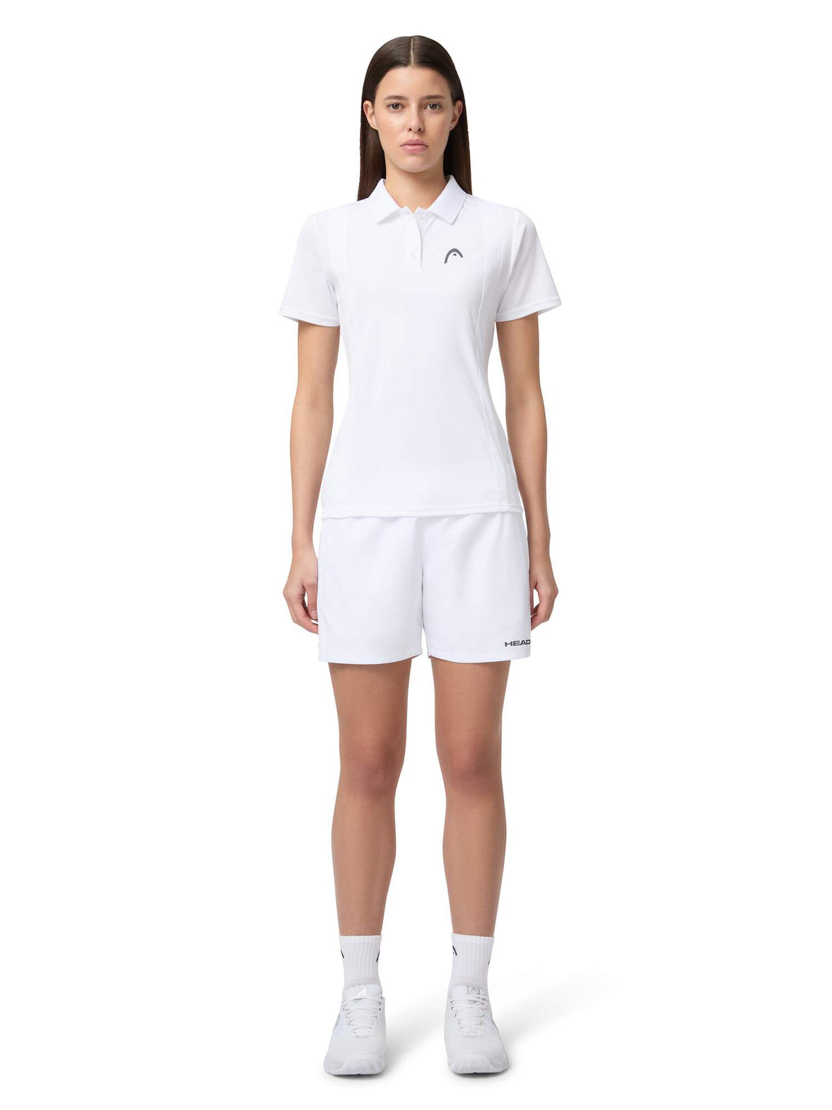 HEAD CLUB 25 TECH Womens Tennis Polo Shirt in White - model front view