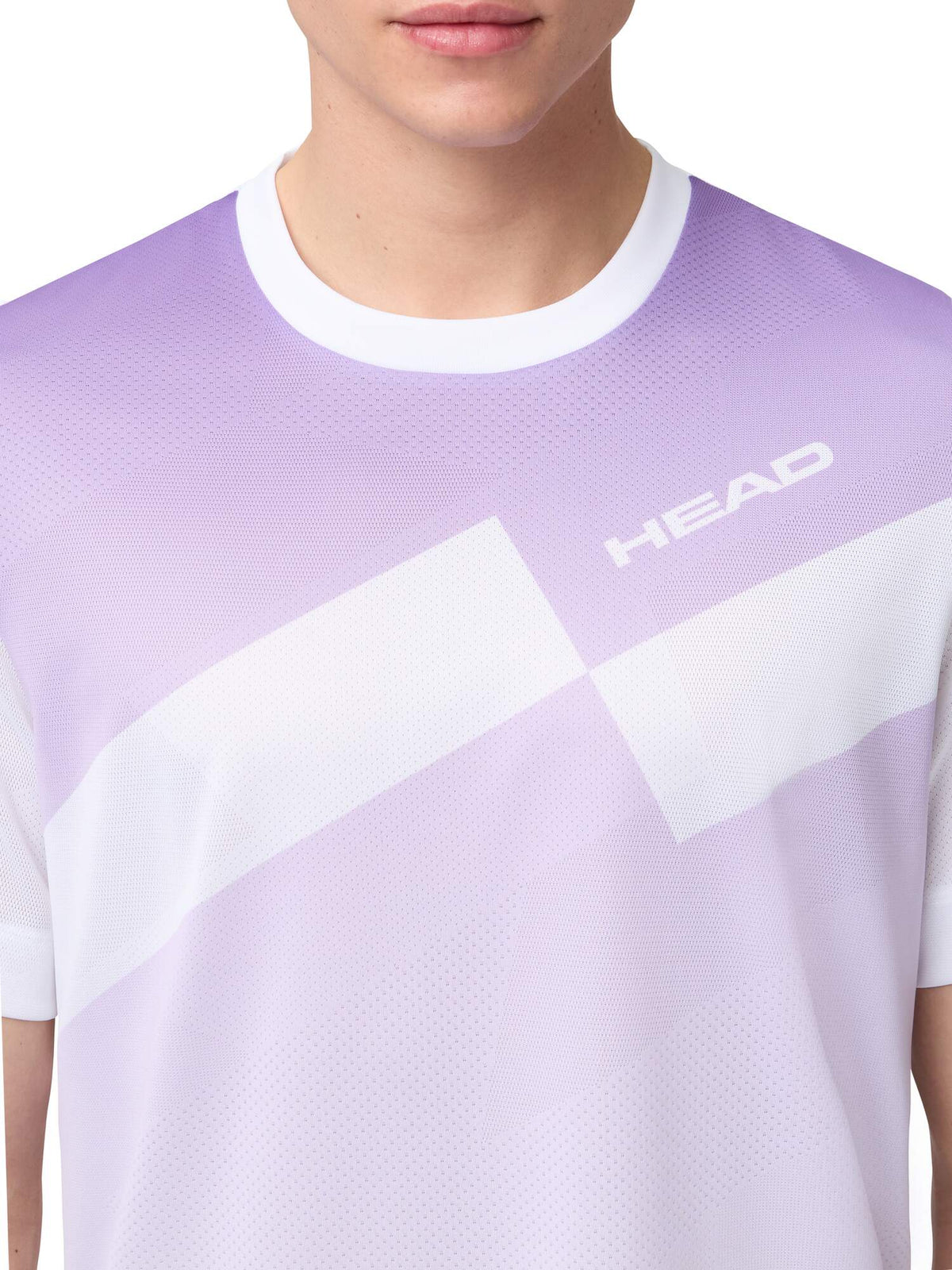 HEAD PRO Mens Tennis T-Shirt in Purple Print - neckline detail