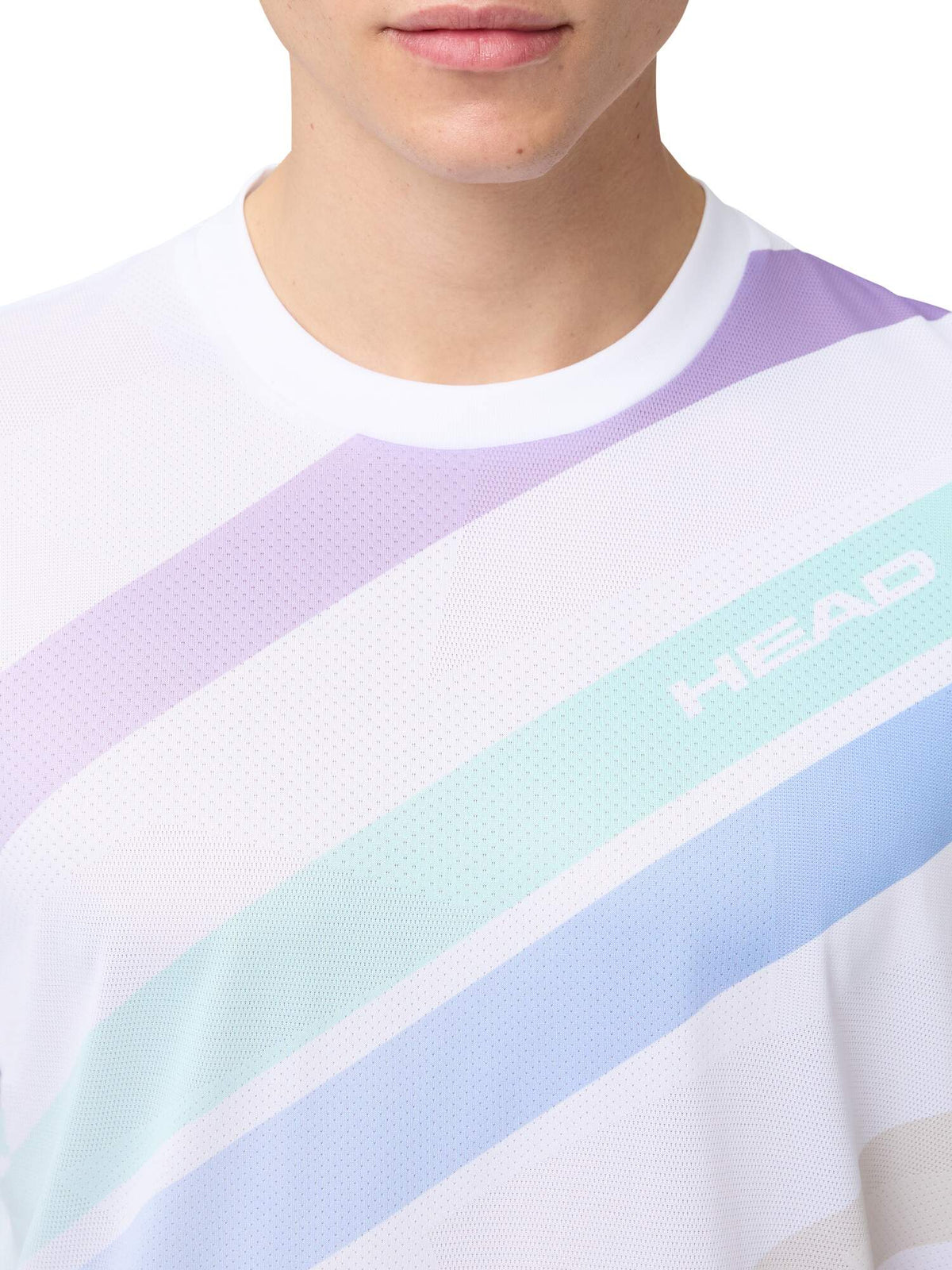 HEAD PRO Mens Tennis T-Shirt in White Print - neckline detail