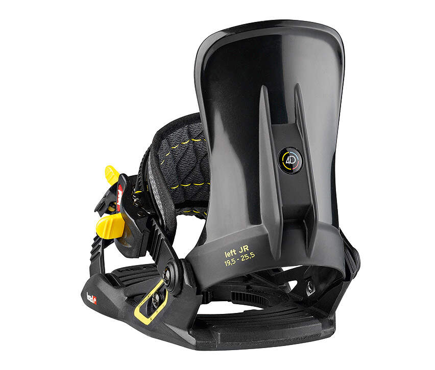 HEAD P 4D JR Junior Snowboard Bindings, Black in Black - rear side view