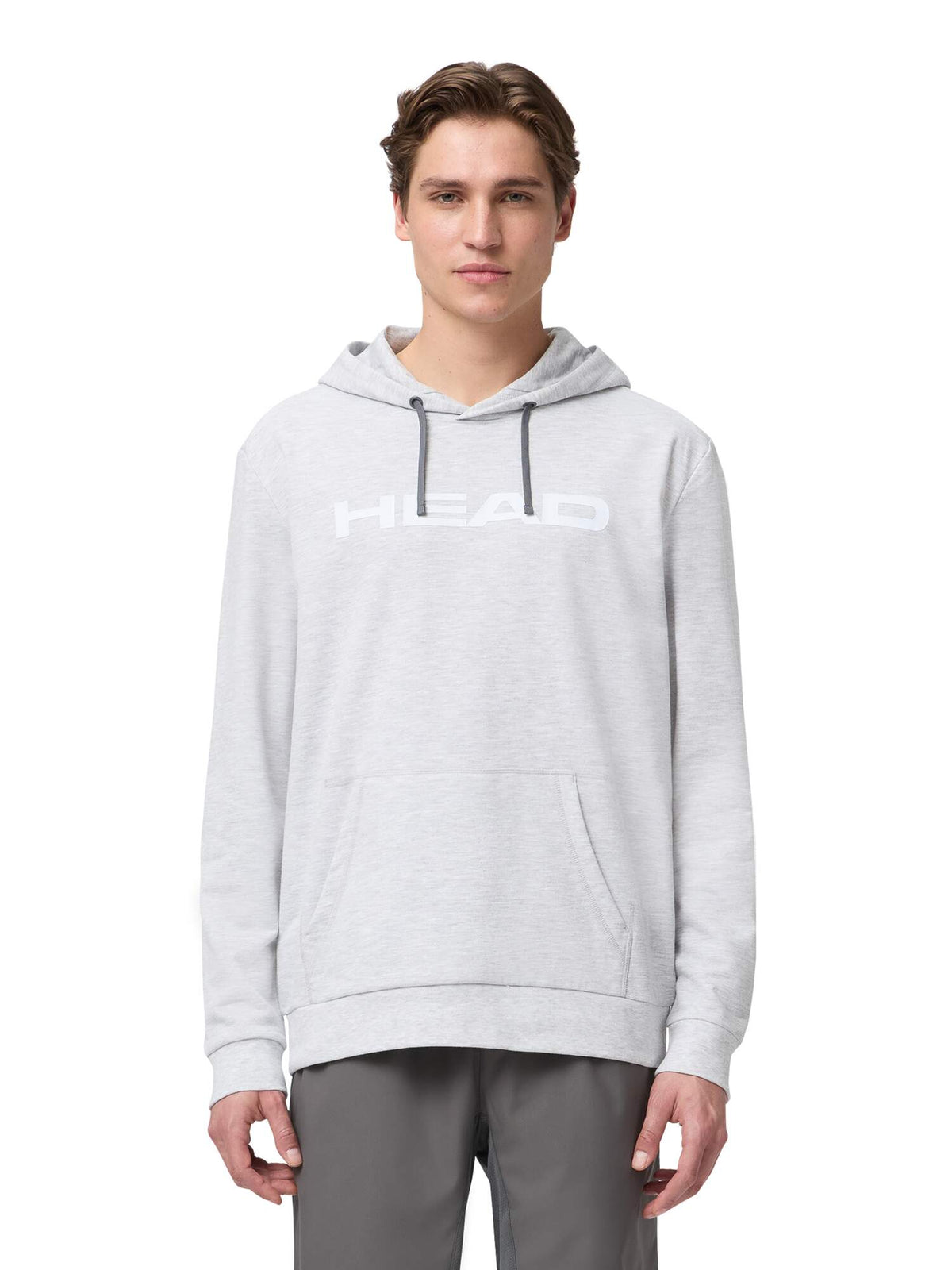 HEAD CLUB ORIGINAL Mens Tennis Hoodie in Grey Melange - model front view