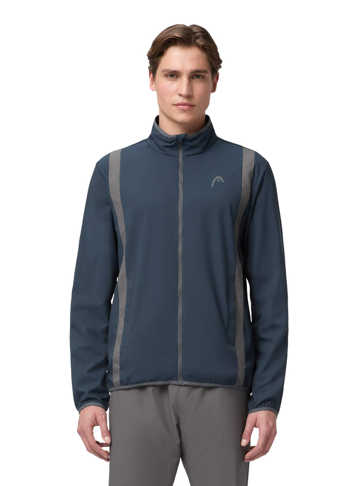 HEAD CLUB 25 Mens Tennis Jacket, Navy in Navy - model close-up