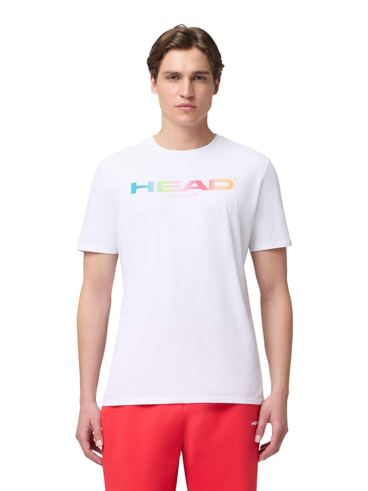 HEAD RAINBOW Mens Tennis T-Shirt in White - model front view