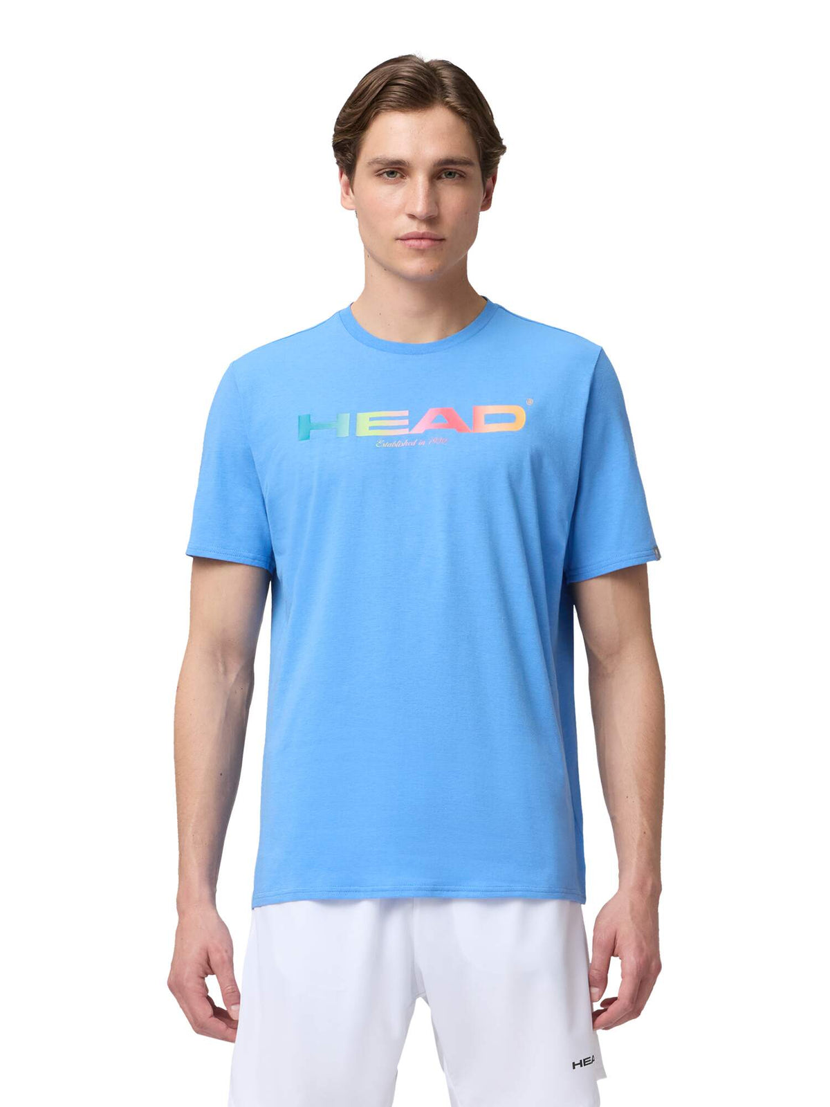 HEAD RAINBOW Mens Tennis T-Shirt in Airforce Blue - model front view