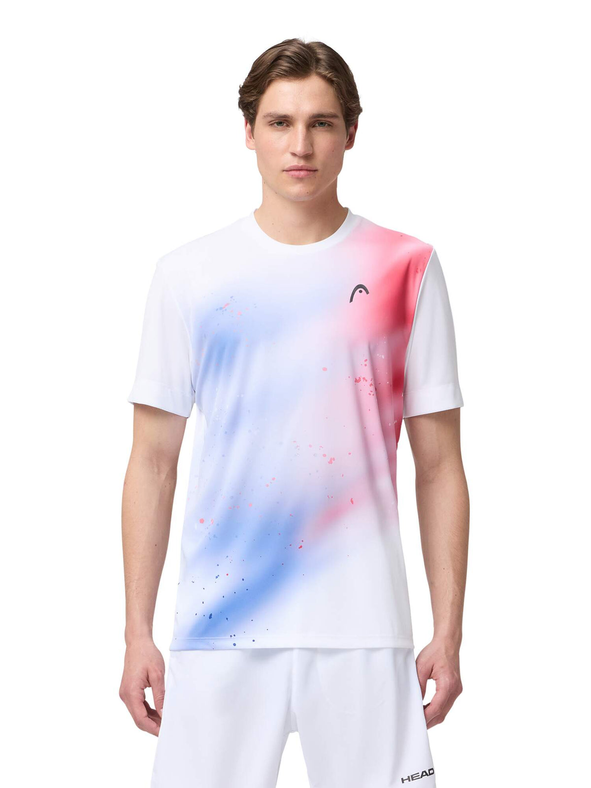 HEAD TOPSPIN Mens Tennis T-Shirt in Royal Blue Print - model front view