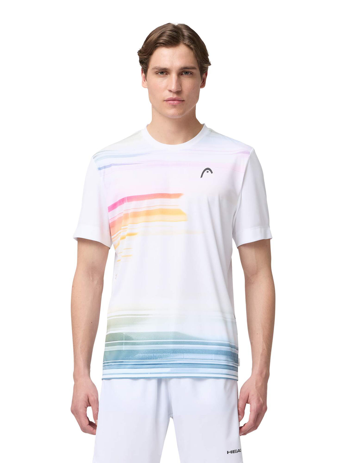 HEAD TOPSPIN Mens Tennis T-Shirt in Purple Print - model front view