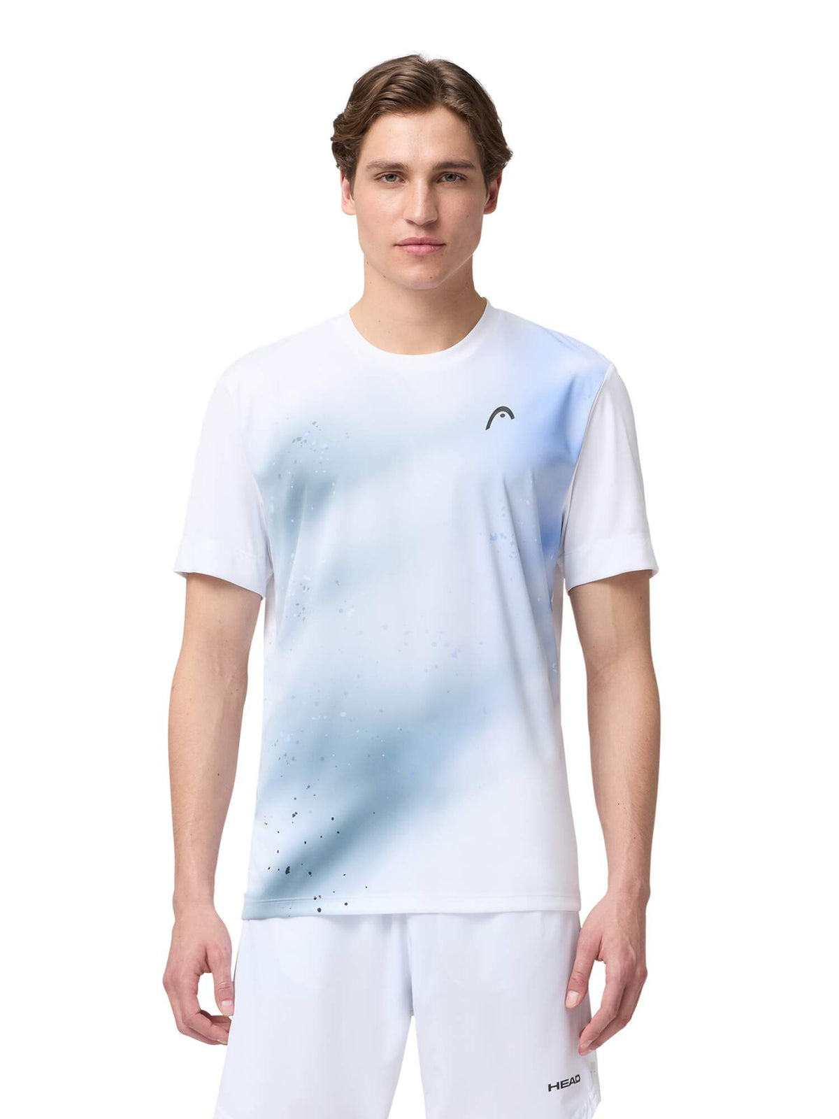 HEAD TOPSPIN Mens Tennis T-Shirt in Navy Print - model front view