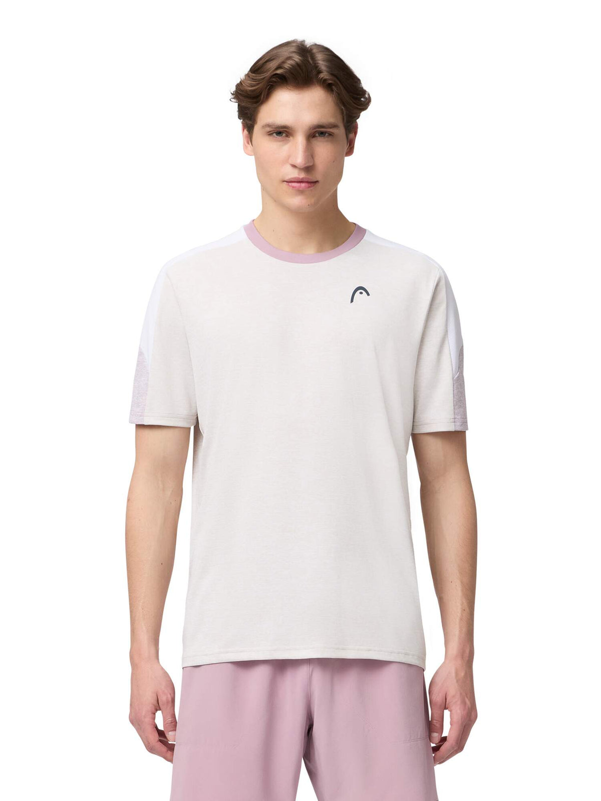 HEAD PLAY Tech Mens Tennis T-Shirt in White - model front view