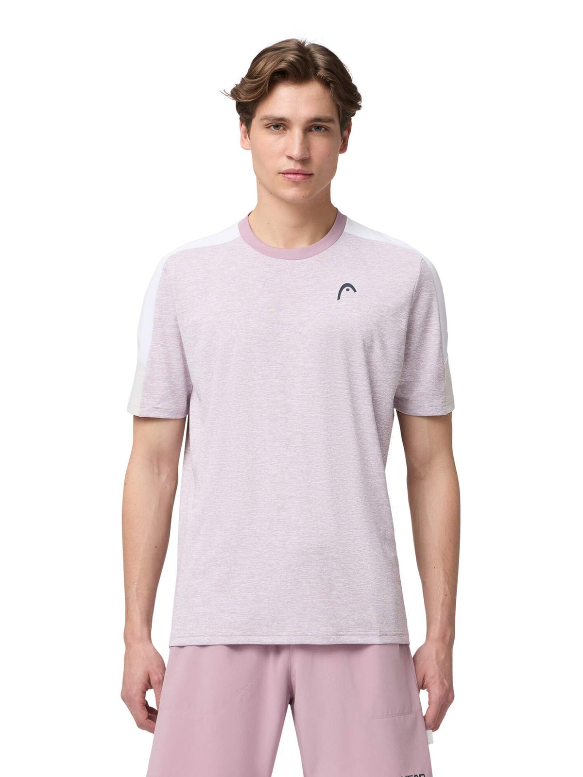 HEAD PLAY Tech Mens Tennis T-Shirt in Dirty Lilac - model front view
