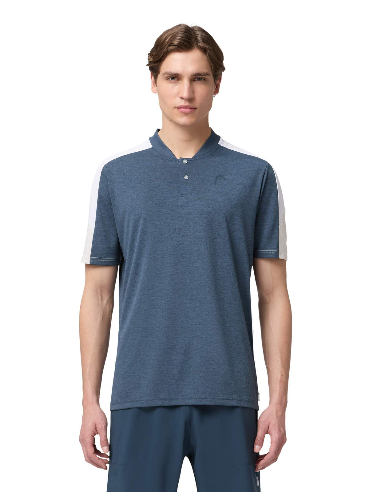 HEAD PLAY Tech Mens Tennis Polo Shirt in Navy - model front view