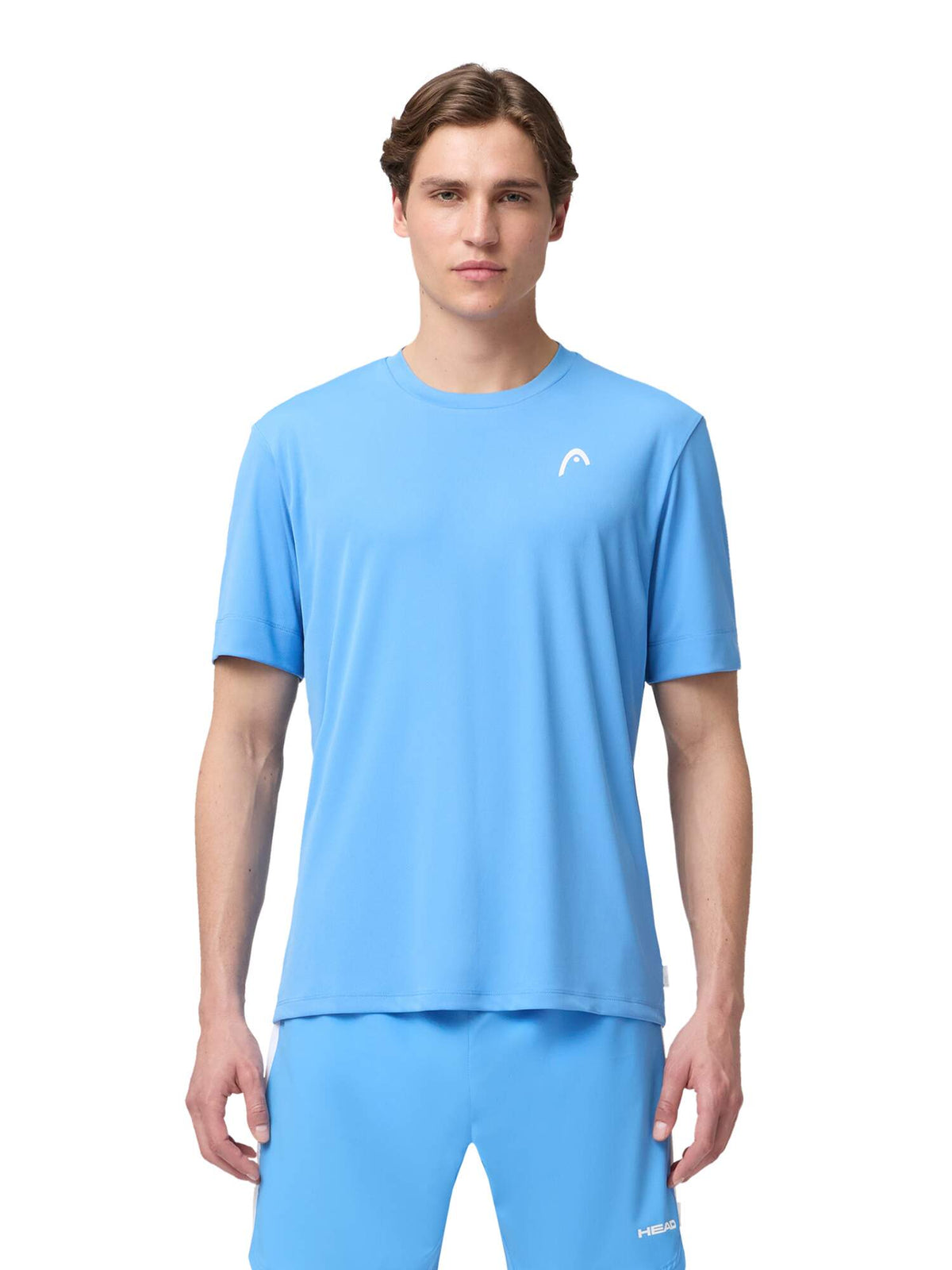 HEAD SLICE II Mens Tennis T-Shirt in Airforce Blue - model three quarter view