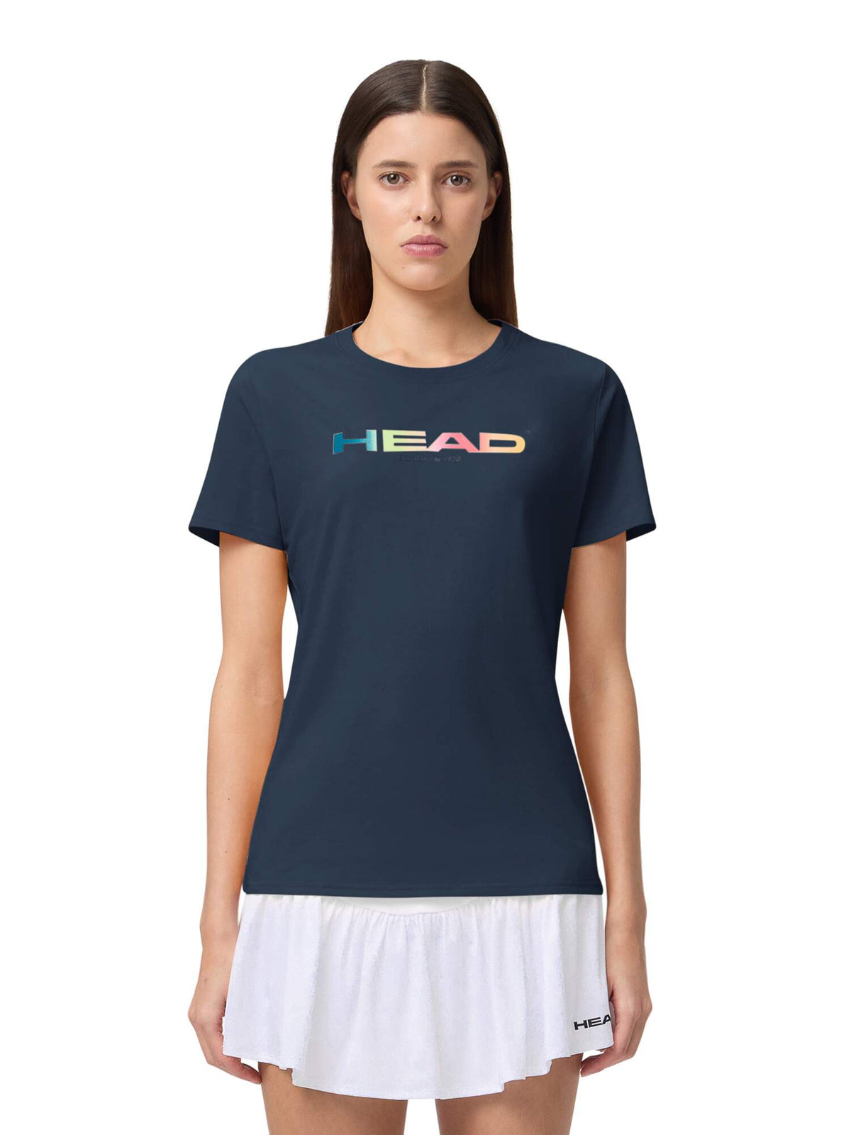 HEAD RAINBOW Womens Tennis T-Shirt in Navy - lifestyle close