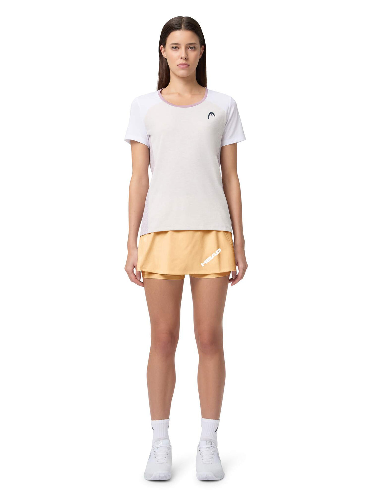HEAD PRO Womens Tennis Skort in Apricot - model front view